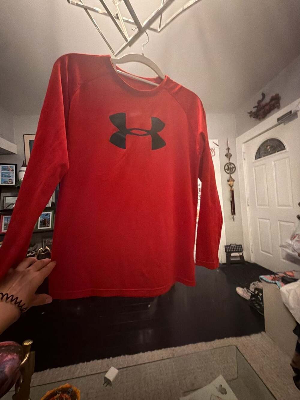 Under Armour Youth HeatGear Loose Long Sleeve Performance Shirt Red Black